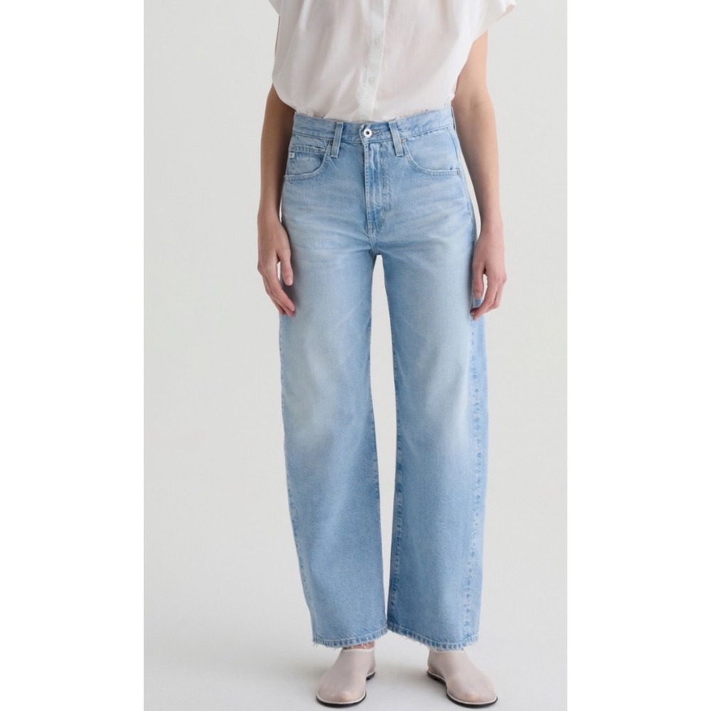 AG Adriano Goldschmied Hattie High Rise Barrel Jean Allusion Destructed 29 Blue
